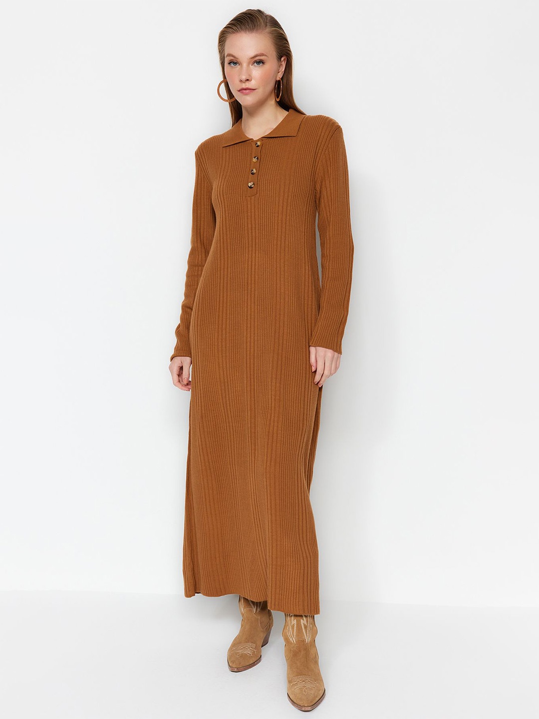 

Trendyol Solid Maxi Dress, Brown