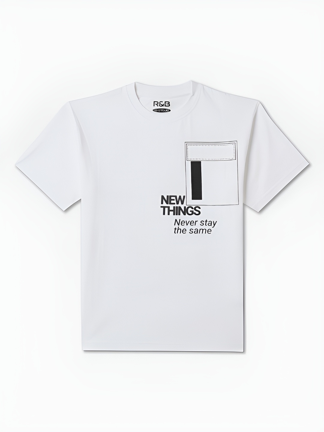 

R&B Boys Graphic Printed Round Neck Cotton T-shirt, White