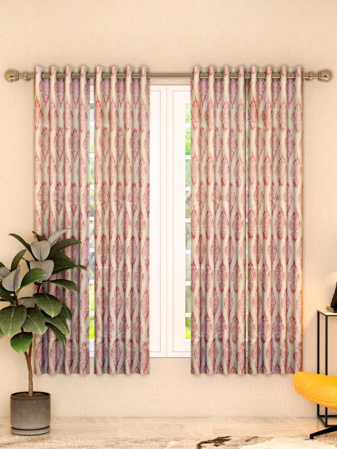 

Aura Pink & White 4 Pieces Ethnic Motifs Window Curtains