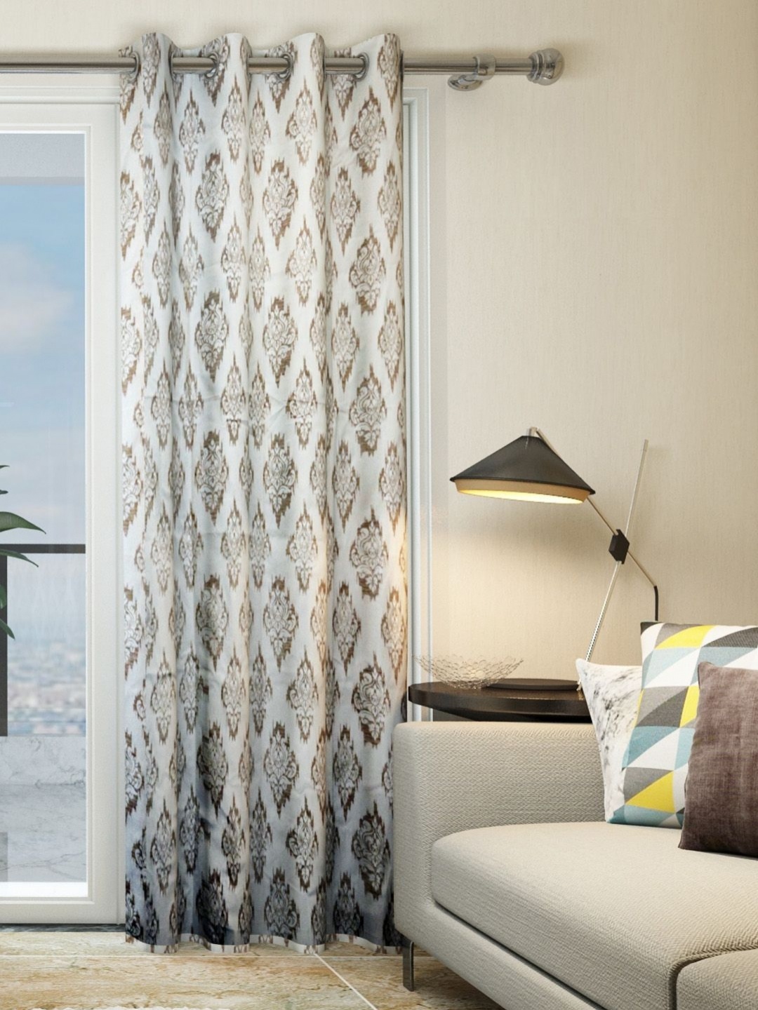 

Aura Grey & White Ethnic Motifs Door Curtain