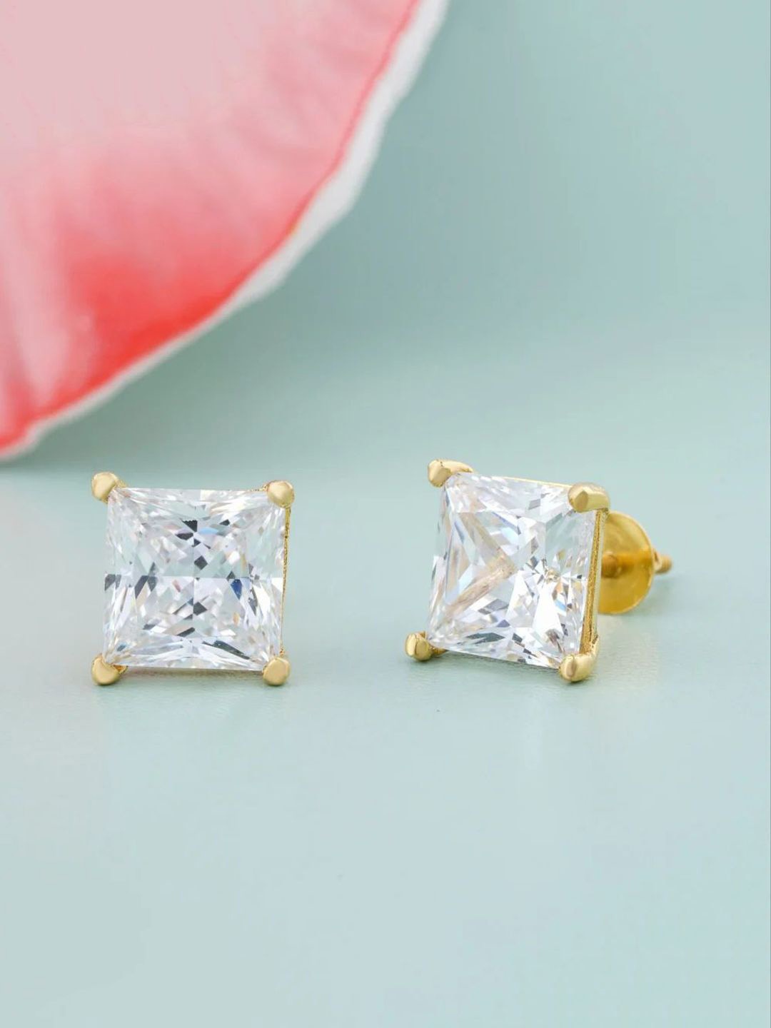 

KRENOZ Men Stainless Steel Crystal Studded Classic Studs, Gold