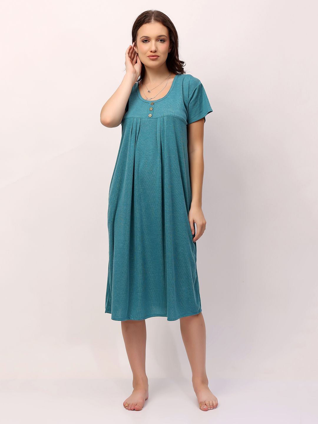 

NIGHT KEYS Women Nightdress, Turquoise blue