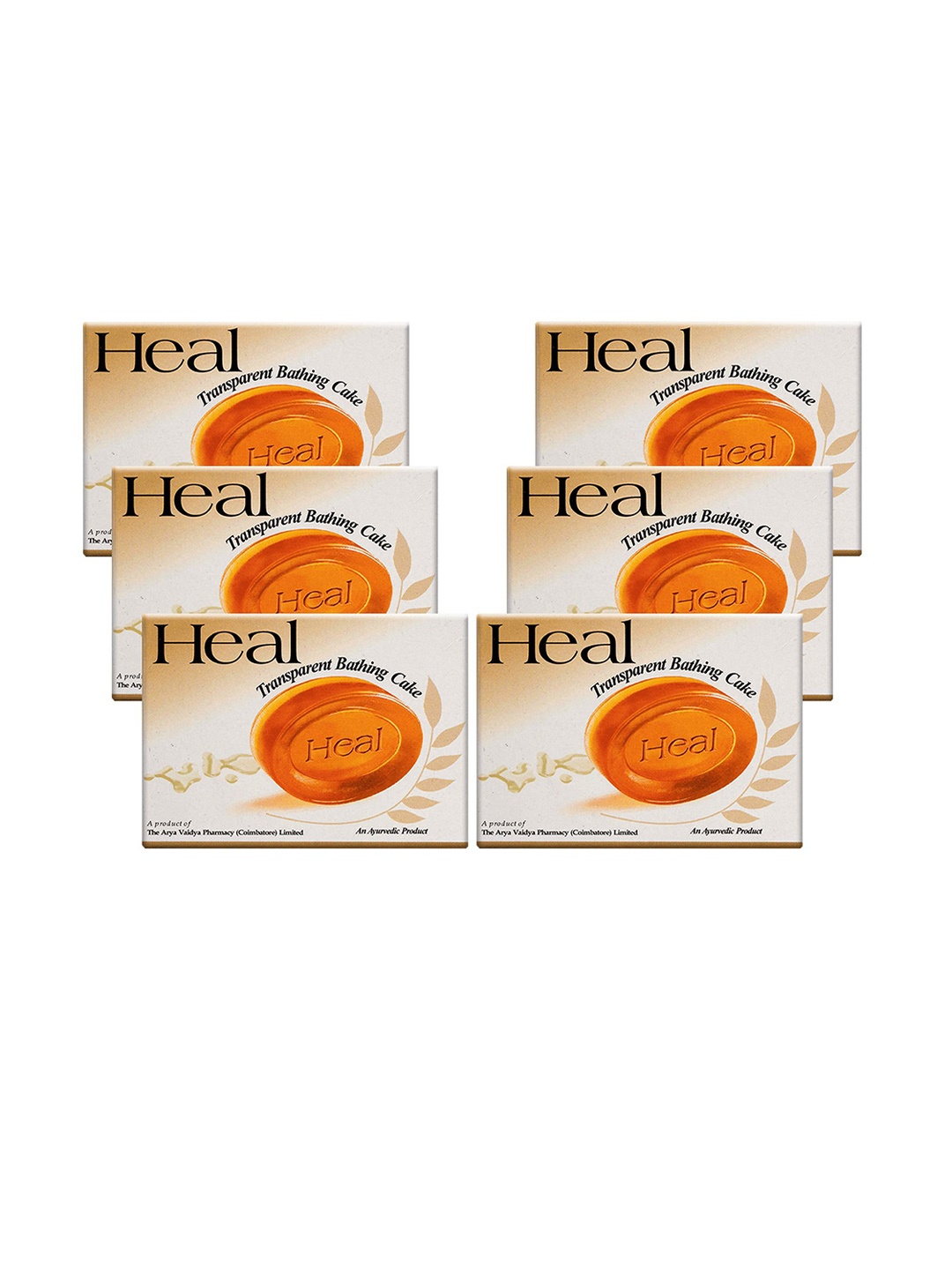 

AVP Set Of 6 Heal Transparent Ayurvedic Bathing Soap-75gm, Orange