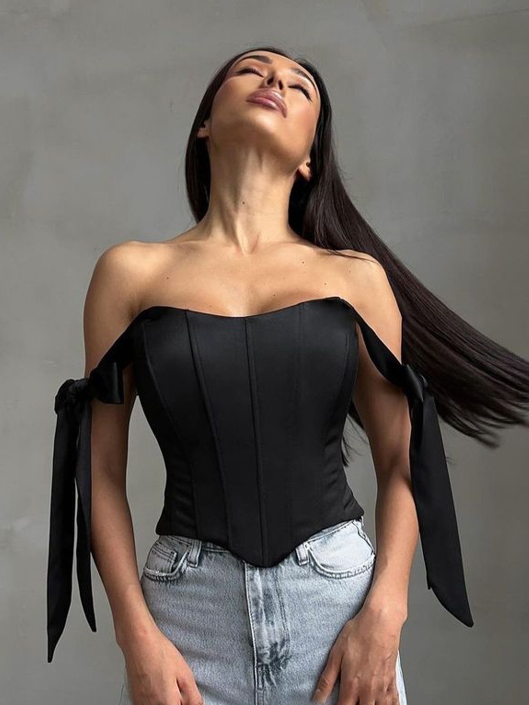 

LULU & SKY Off-Shoulder Bardot Top, Black