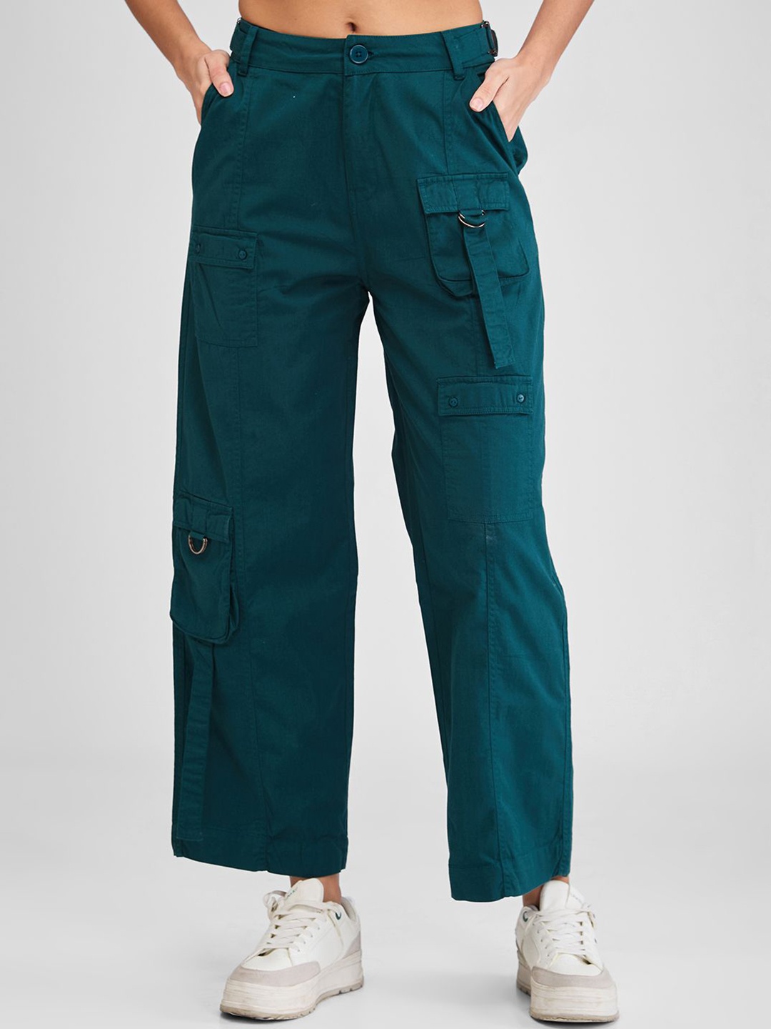 

SPYKAR Women Loose Fit Cargo Trousers, Teal