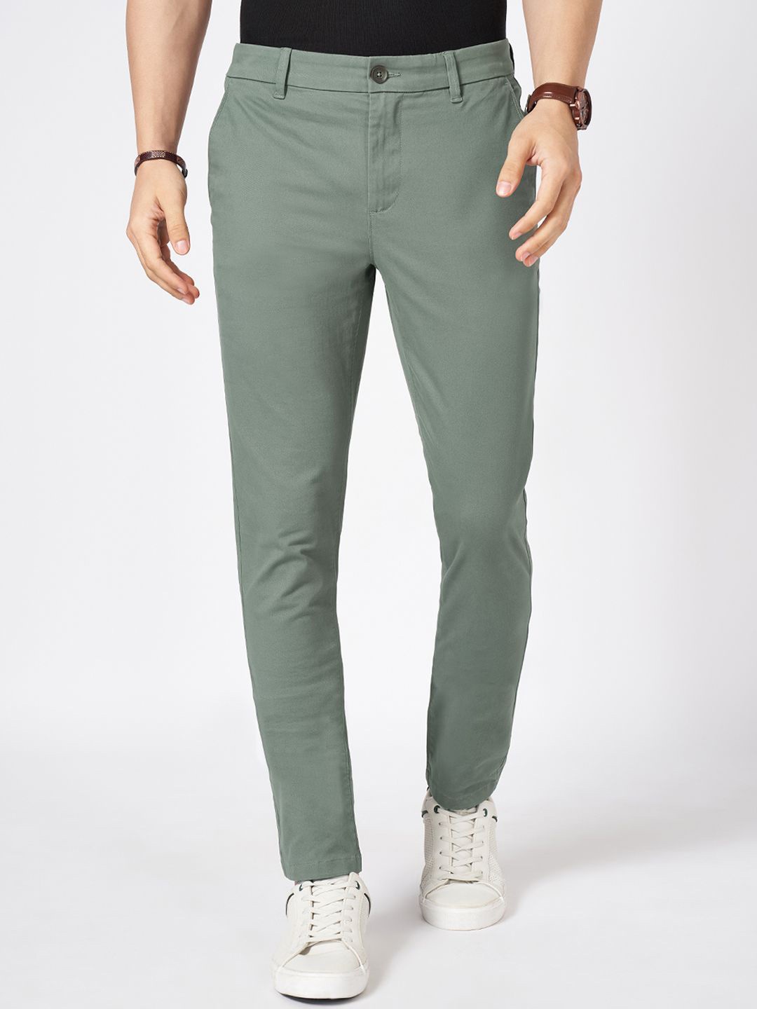 

BYFORD by Pantaloons Men Slim Fit Chinos Trousers, Olive