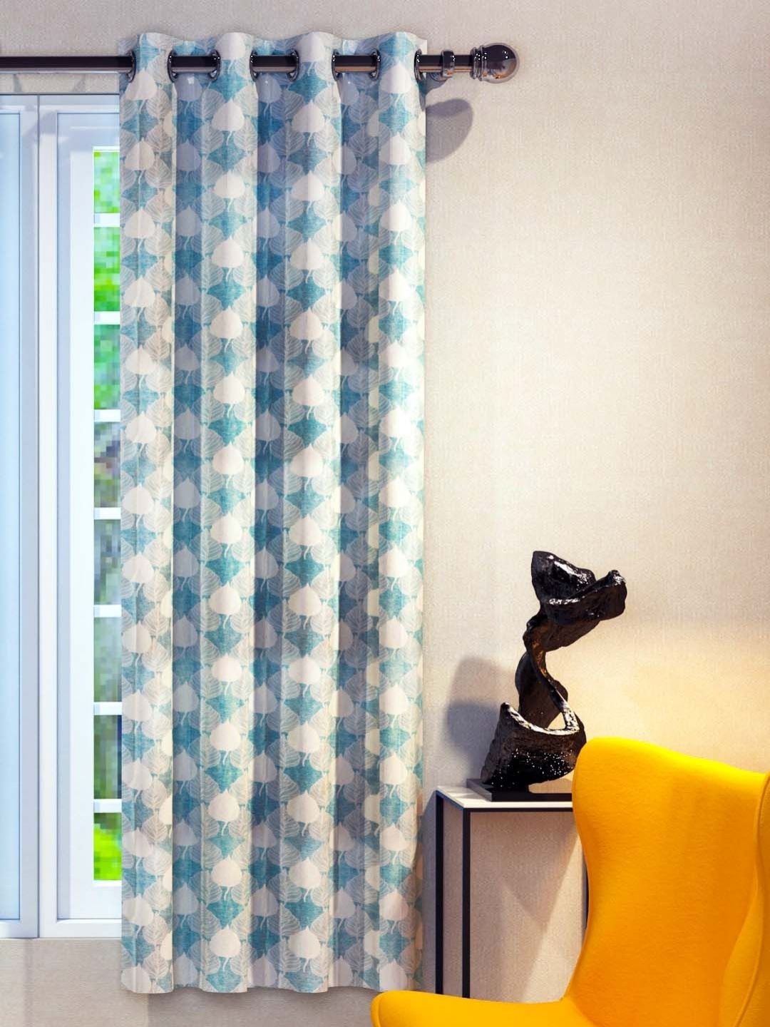 

Aura Blue & Grey Floral Window Curtain