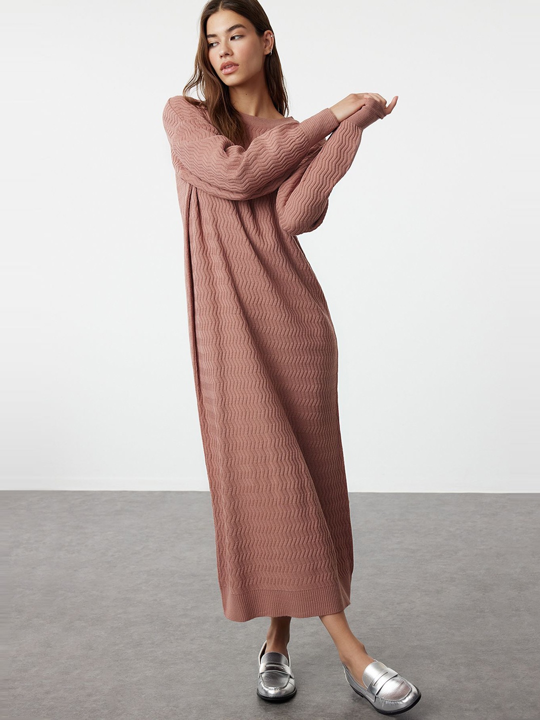 

Trendyol Striped A-Line Maxi Dress, Na