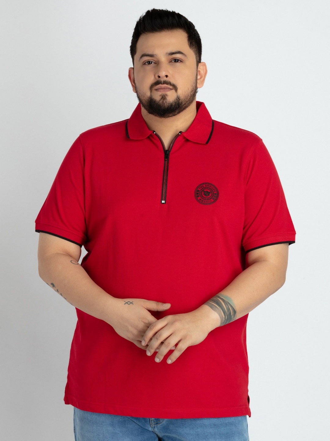 

UNSIZED Men Solid Polo Collar Cotton T-shirt, Red
