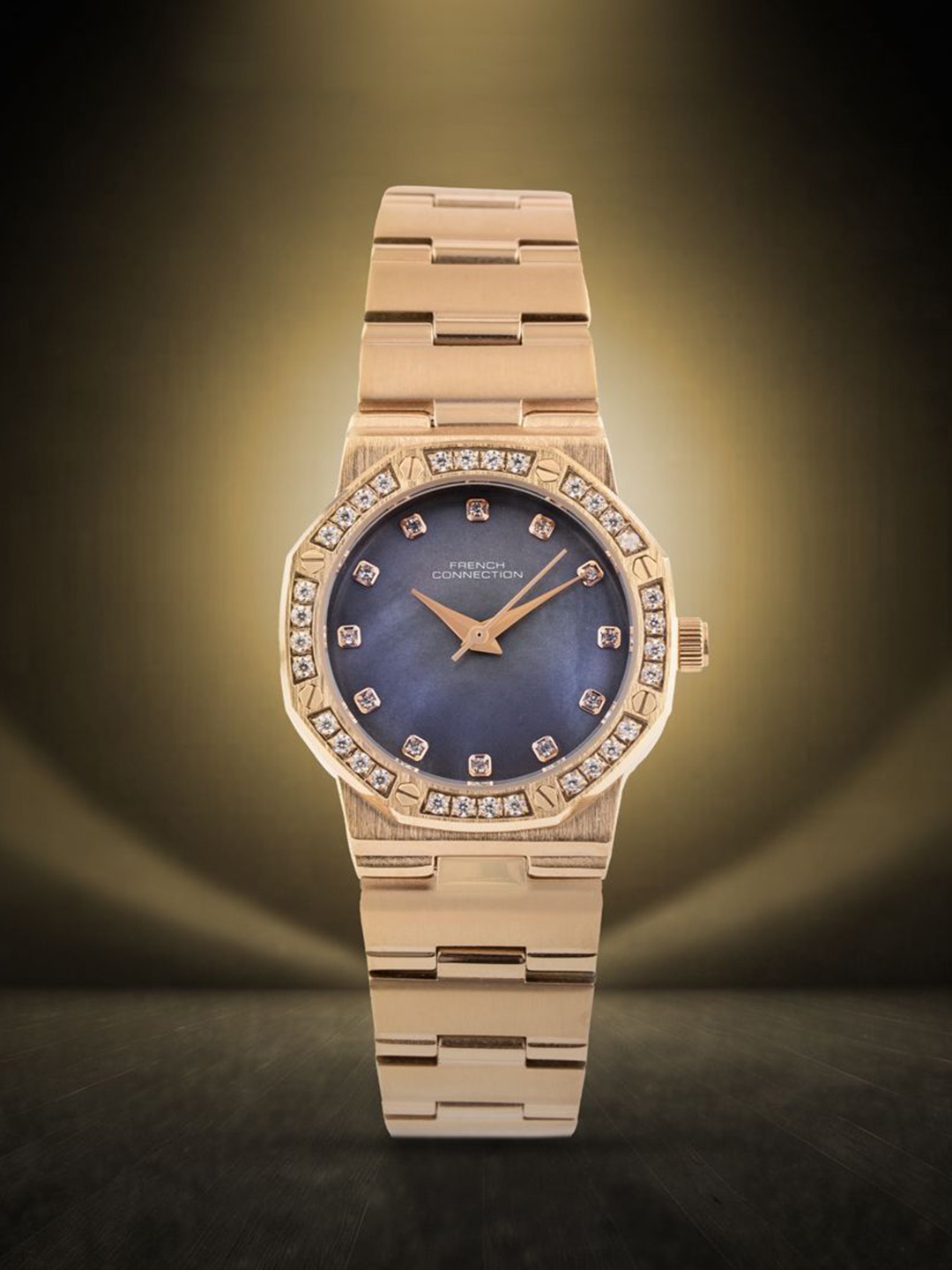 

French Connection Women Embellished Dial & Stainless Steel Bracelet Style Straps Analogue Watch FCH13GM, White