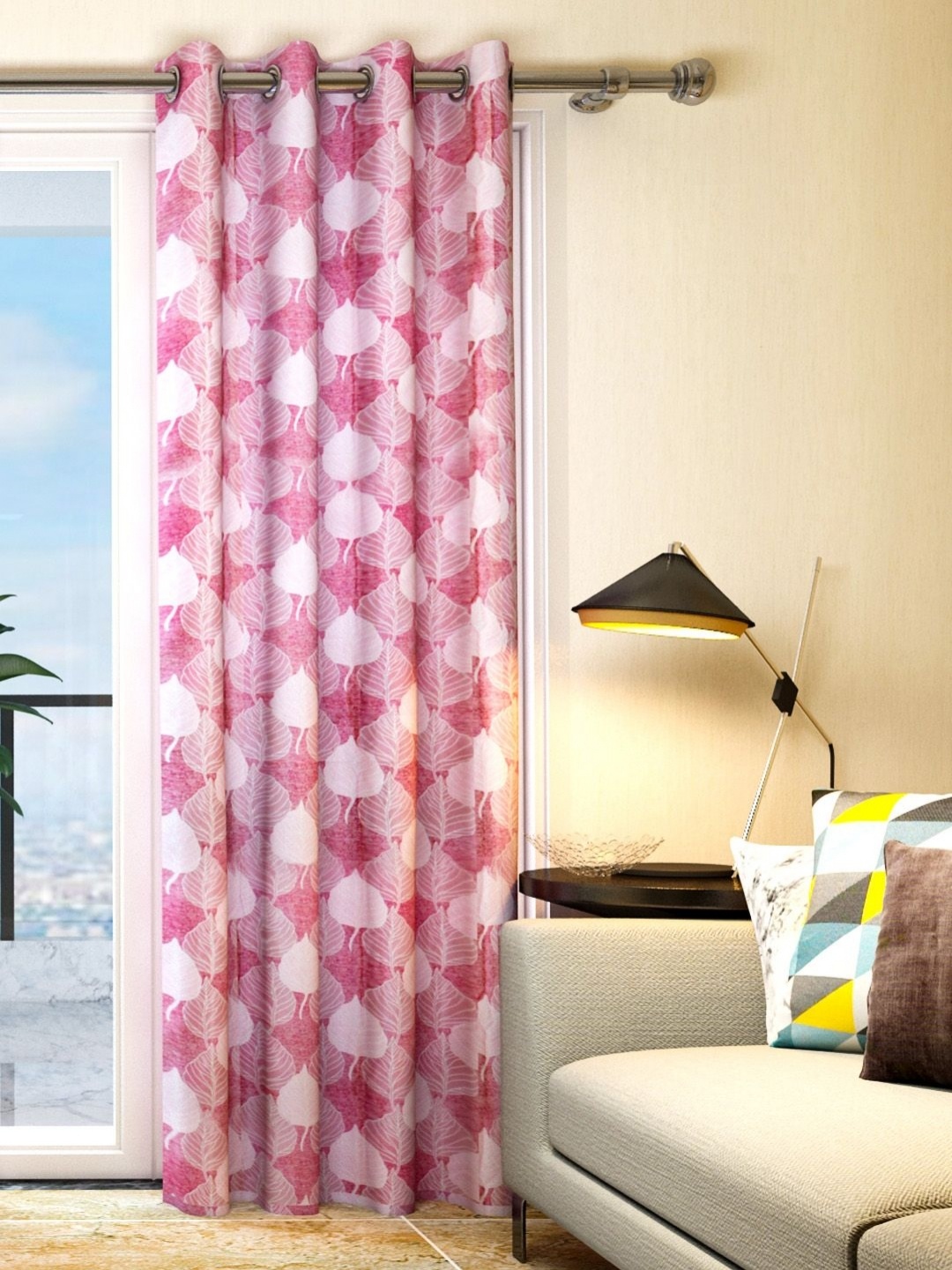 

Aura Pink & White Floral Door Curtain