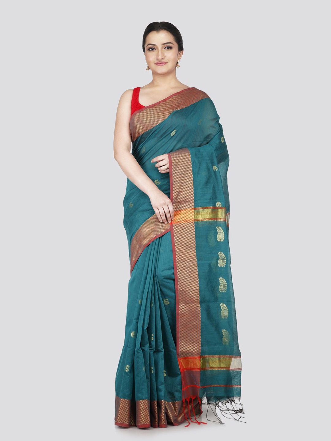

PinkLoom Woven Design Saree, Green
