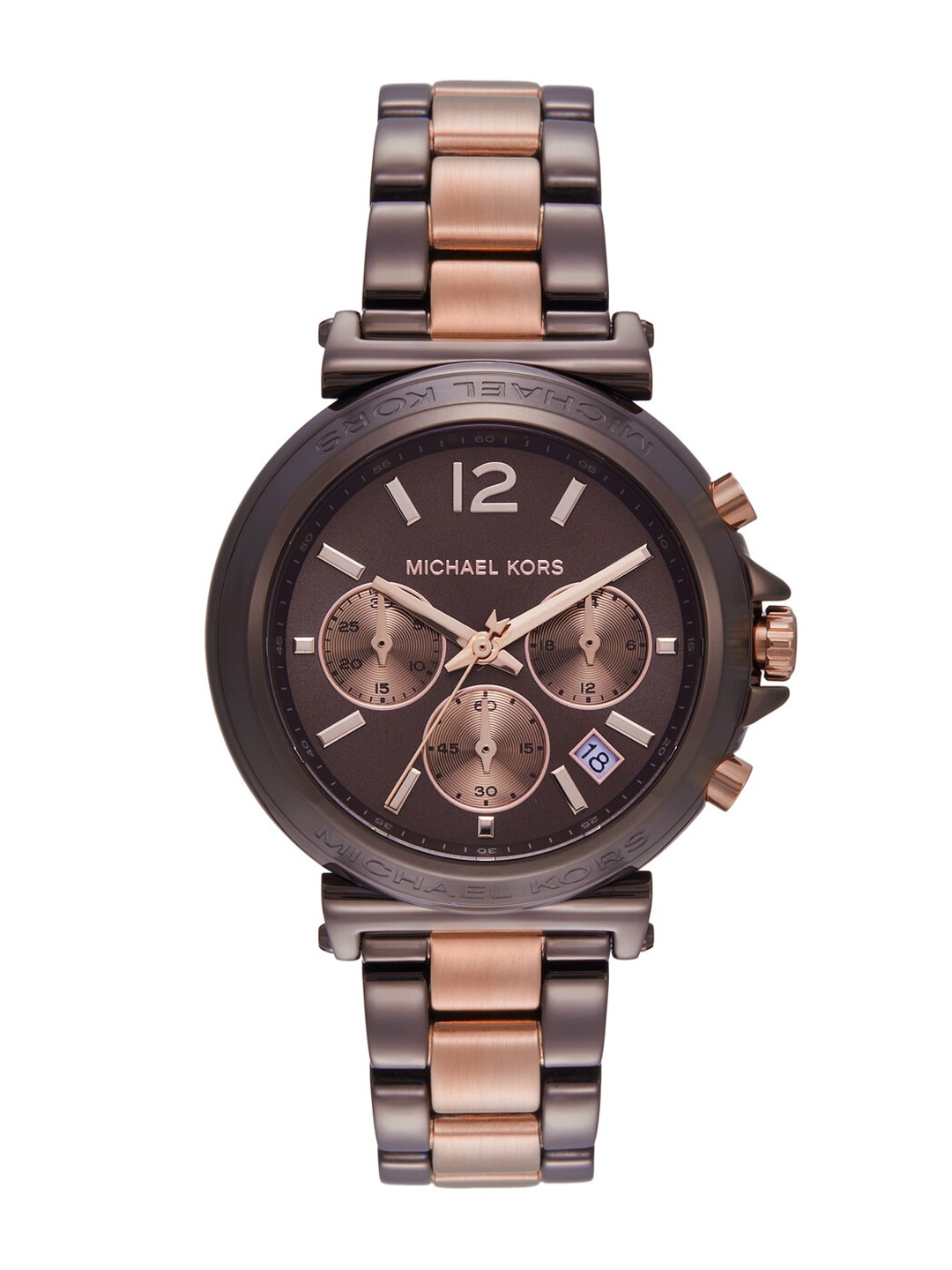 

Michael Kors Women Dial & Stainless Steel Straps Analogue Multi Function Watch MK7496I, Brown