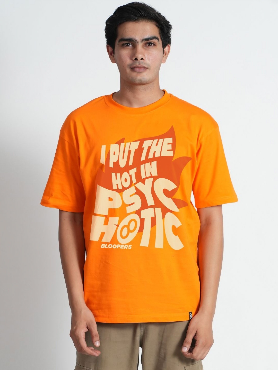 

Bloopers Store Men Typography Printed Round Neck Cotton Relaxed Fit T-shirt, Orange