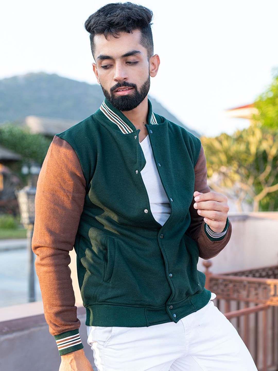 

Tistabene Men Varsity Jacket, Green
