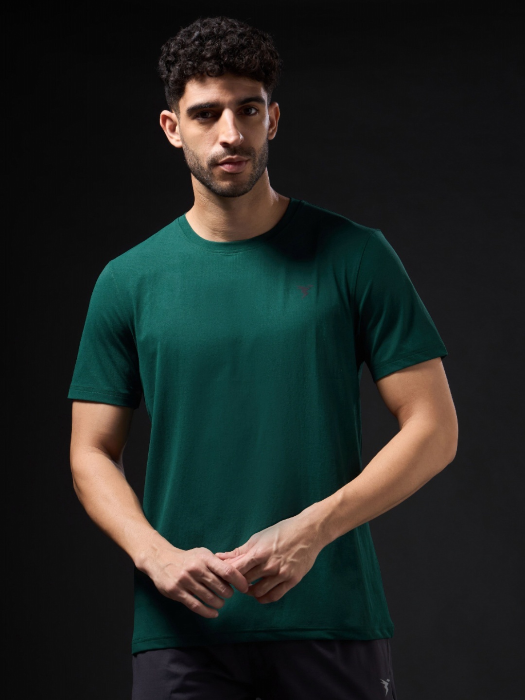 

Technosport Men UPF50 Solid Round Neck Slim Fit T-shirt, Green