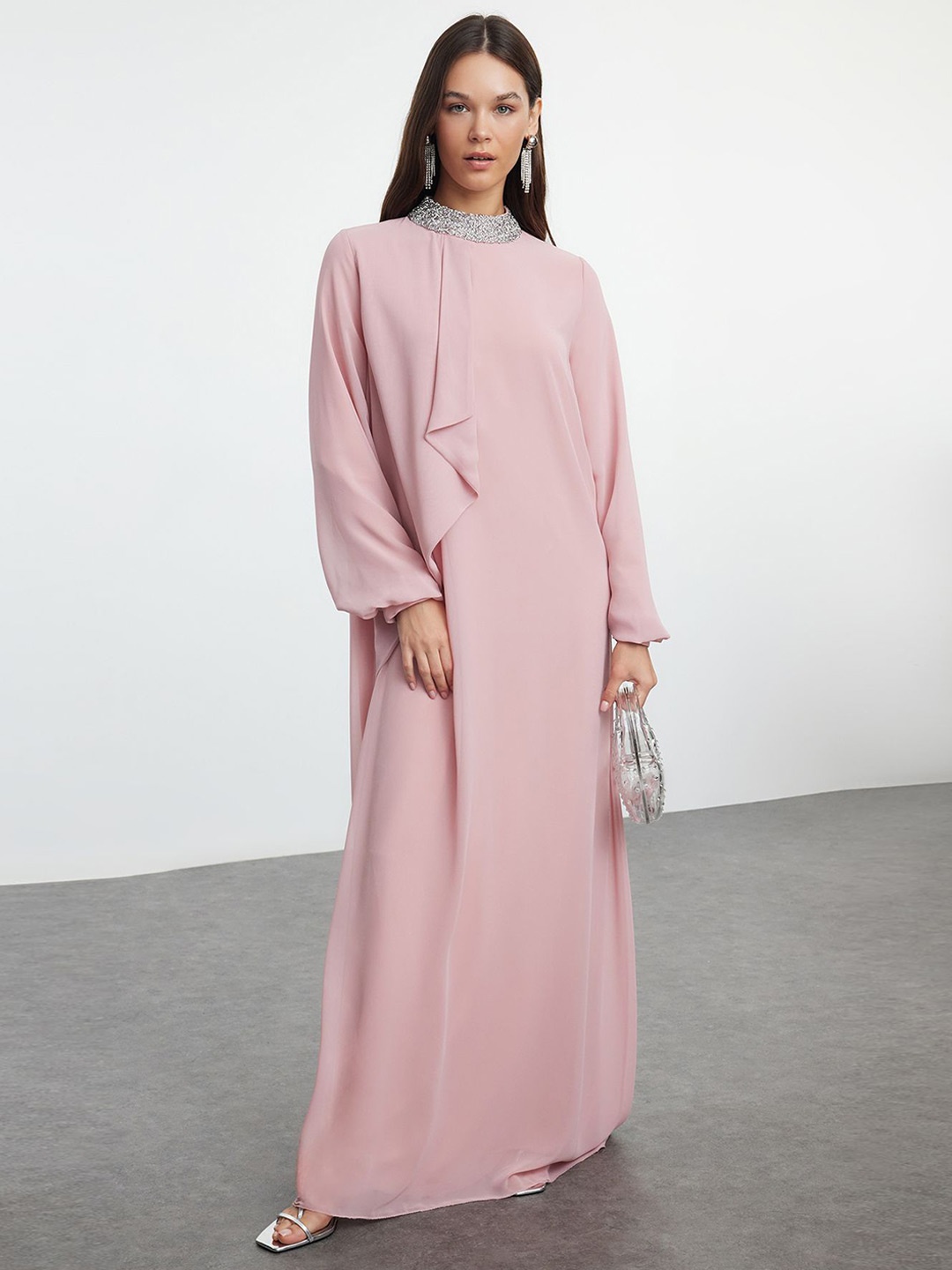 

Trendyol Puff Sleeve Maxi Dress, Pink