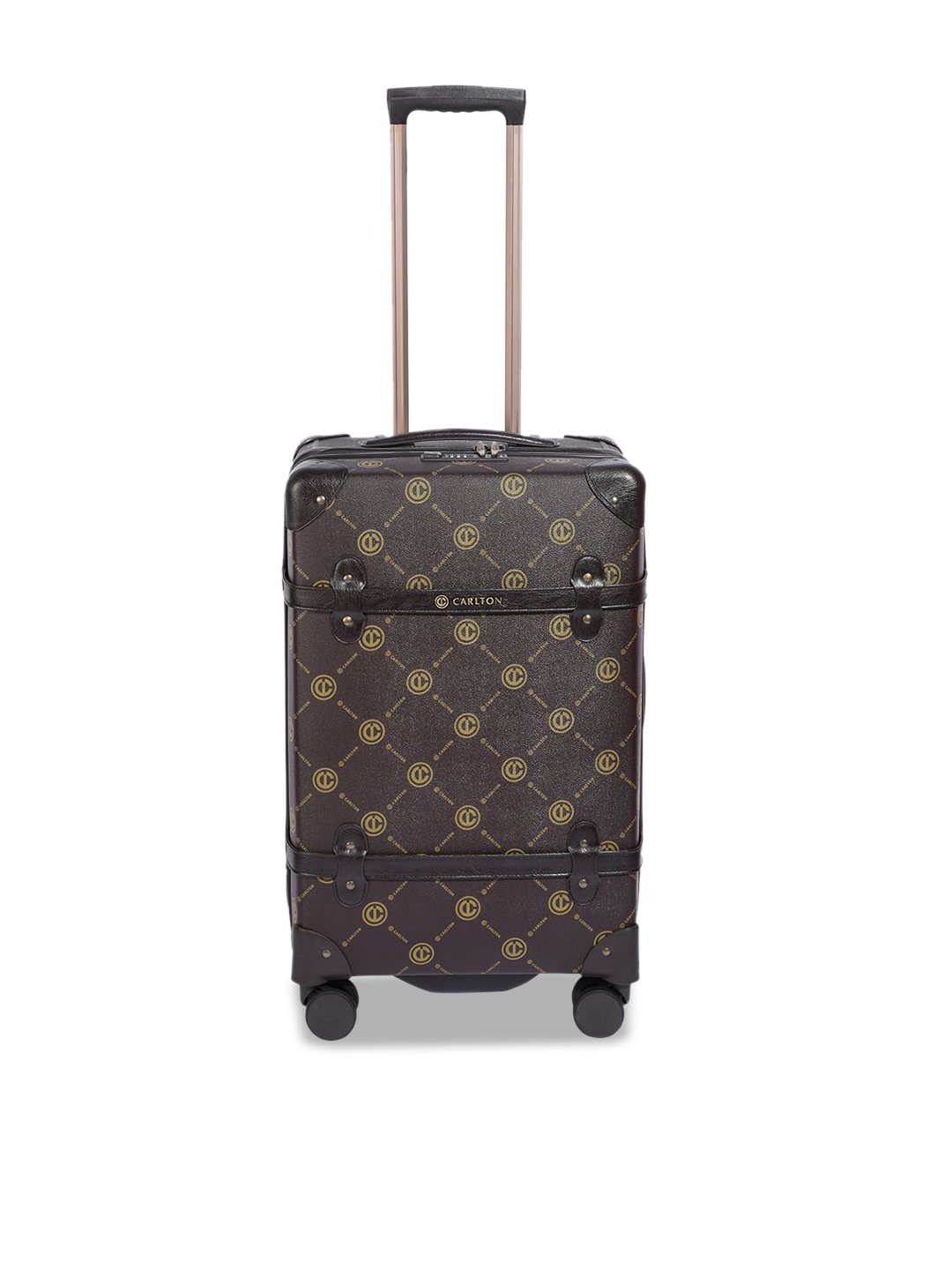 

CARLTON Signature Printed Hard Sided Trolly Suitcase, Brown