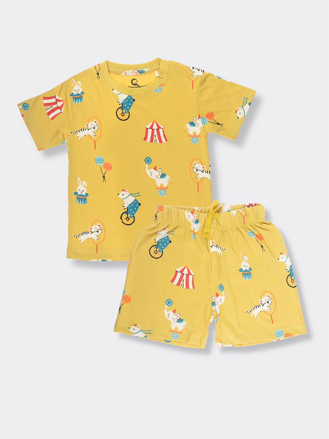 

Orange Sugar Kids Printed Pure Cotton T-shirt with Shorts, Lime green