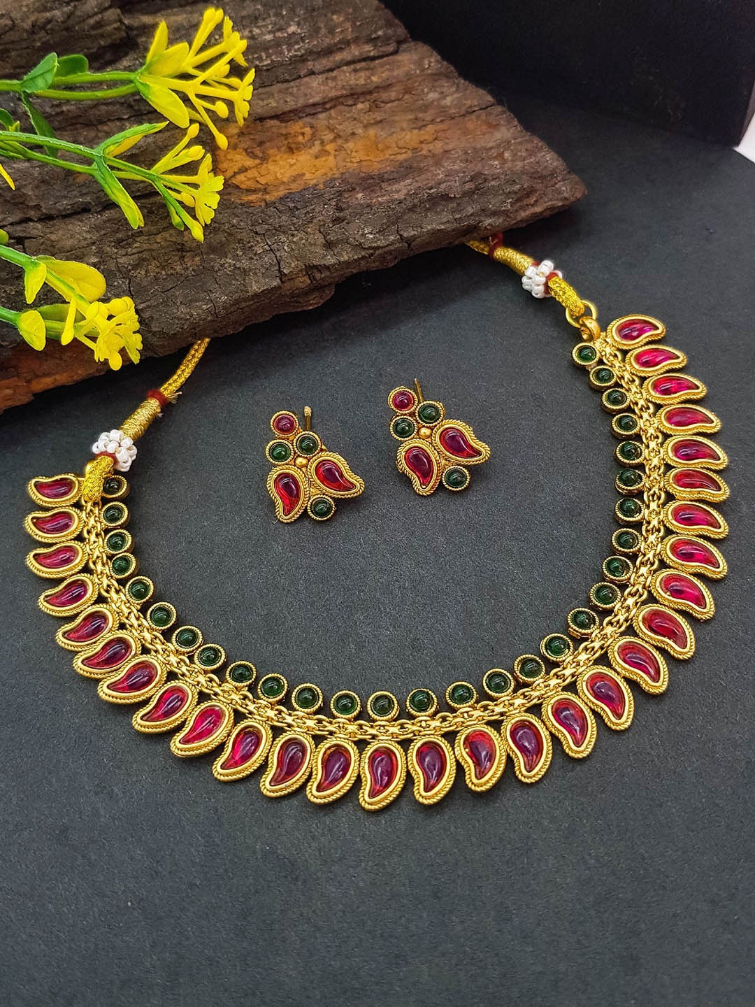 

GRIIHAM Gold-Plated American Diamond Studded Jewellery Set
