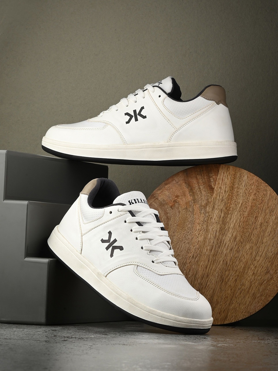 

Killer Men White Faux Leather Casual Lace Up Sneakers