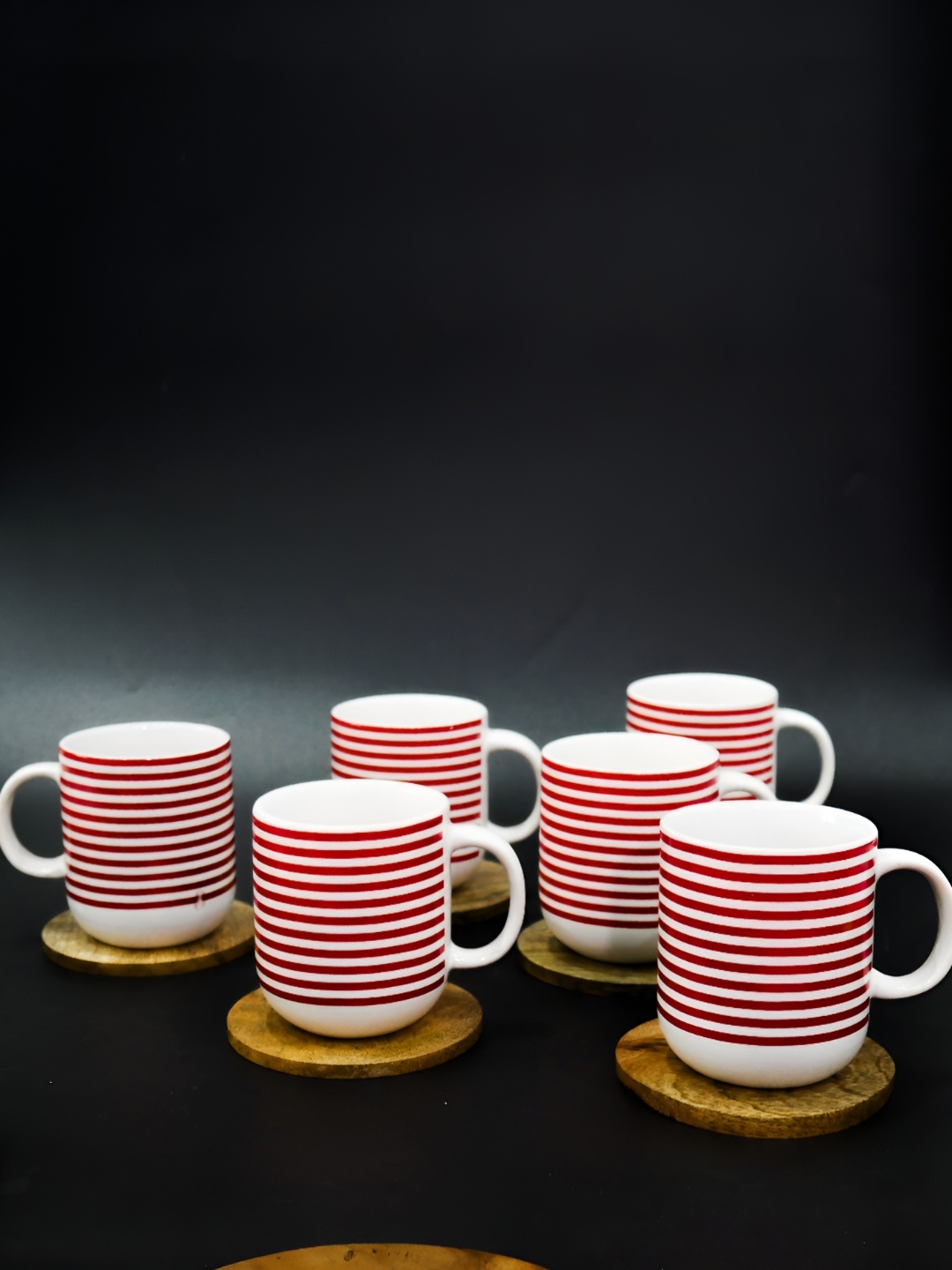 

Femora Red & White 6 Pieces Printed Ceramic Glossy Cups 180 ml each