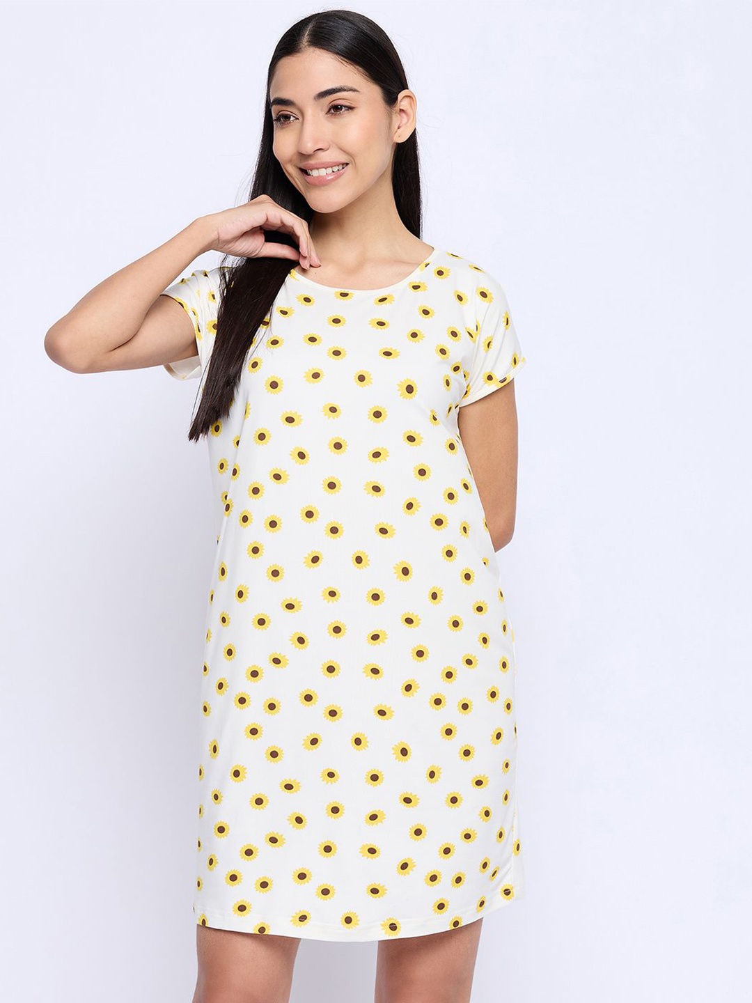 

Camey Printed Cotton Blend Nightdress, Cream