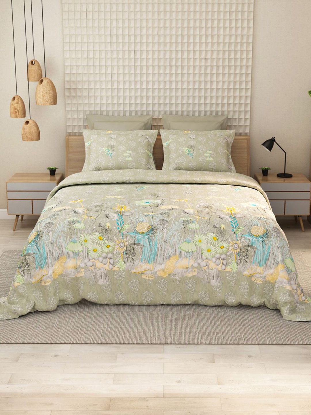 

LABHAM Blue Ethnic Motifs Printed Cotton 152 TC King Bedsheet With 2 Pillow Covers