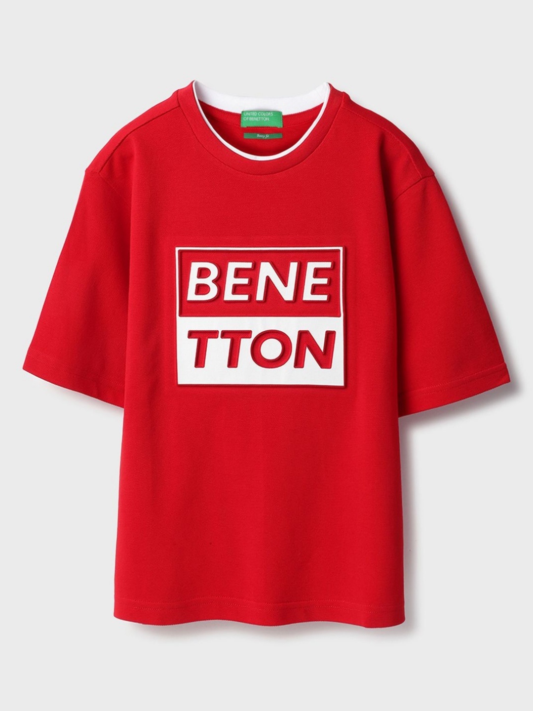 

United Colors of Benetton Boys Typography Printed Round Neck Pure Cotton T-shirt, Red