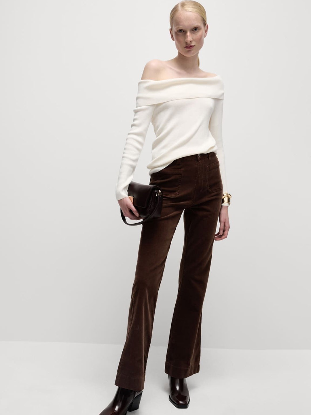 

Marks & Spencer Women High-Rise Trousers, Brown