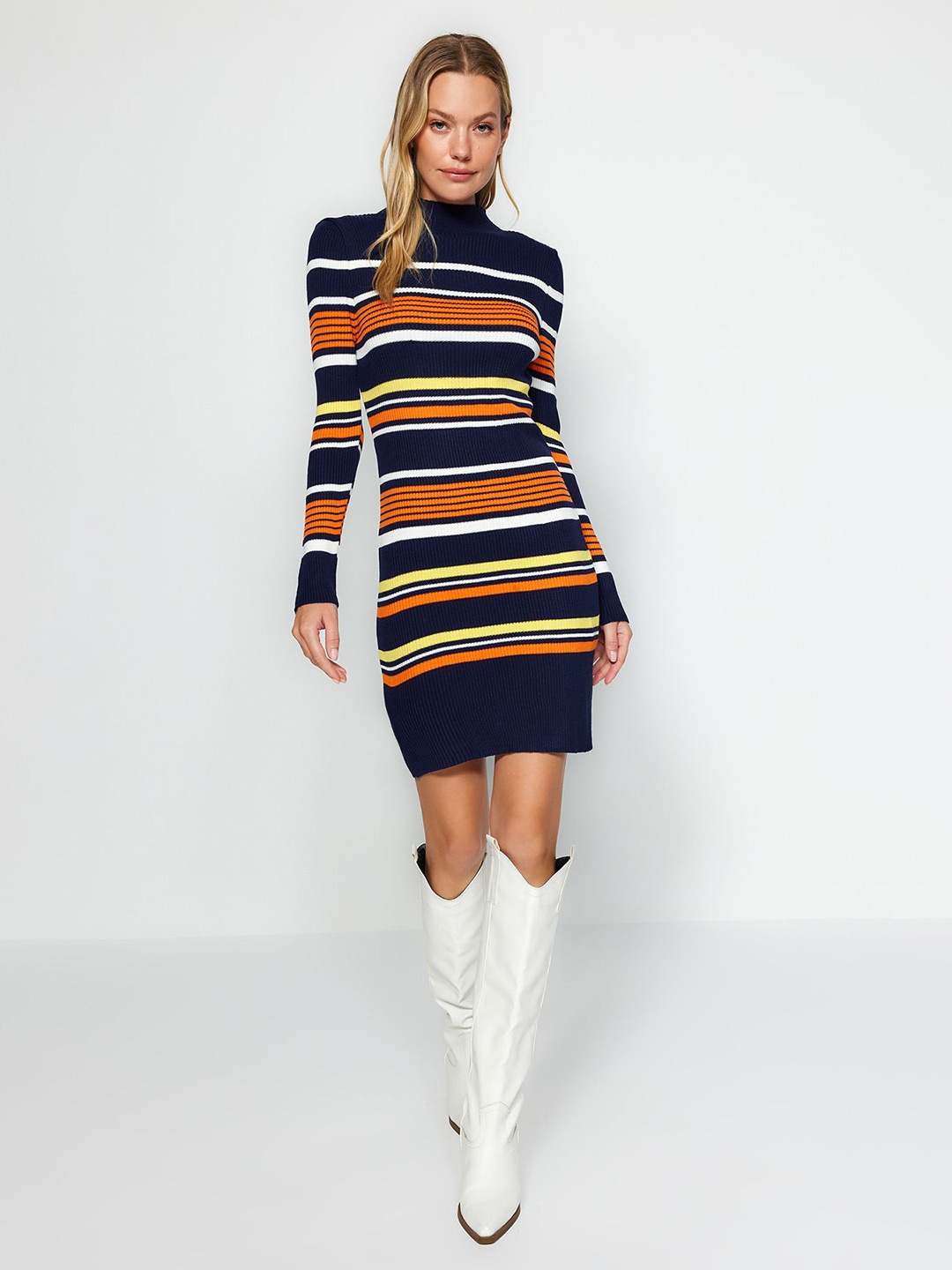 

Trendyol Striped Bodycon Mini Dress, Navy blue