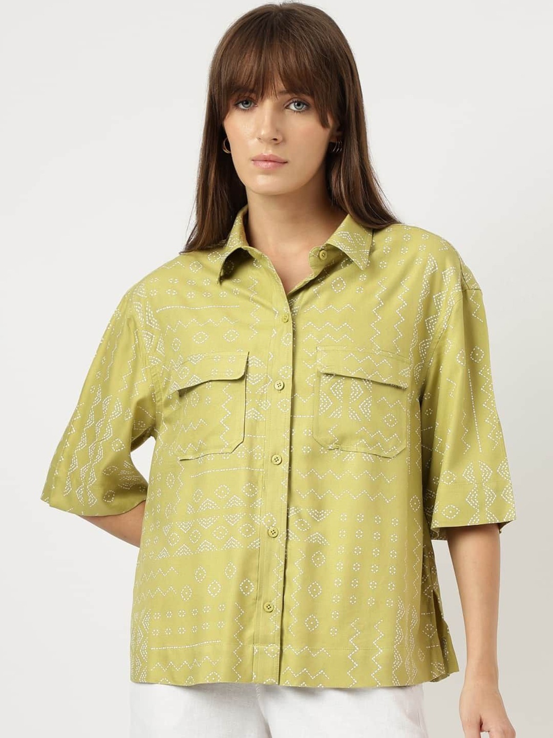 

Marks & Spencer Women Opaque Printed Casual Shirt, Green