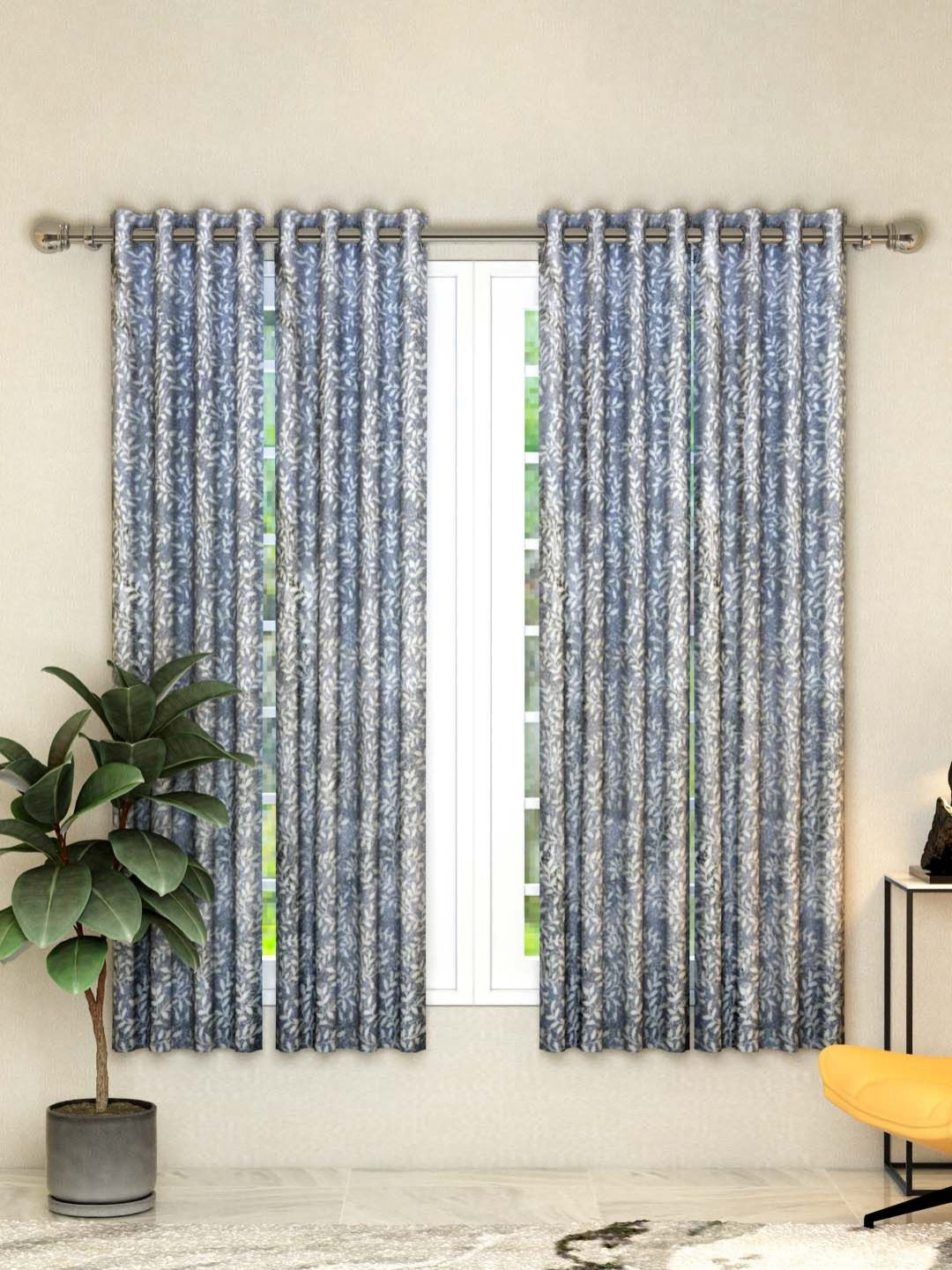 

Aura Athom Living Dream Grey & Off White 4 Pieces Tropical Printed Window Curtain