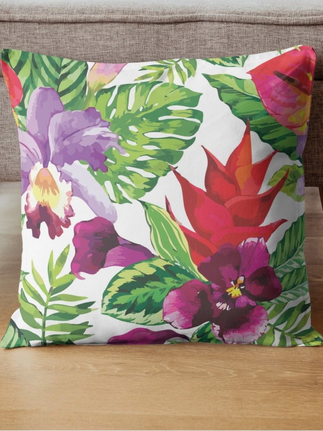 

THEYAYACAFE Green & Purple Floral Square Cushion Covers