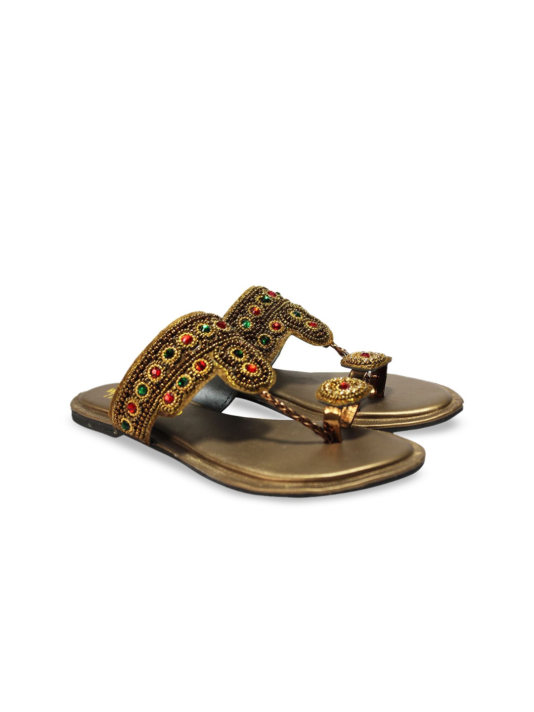

WALK N STYLE COLLECTION Women T-Strap Flats, Beige