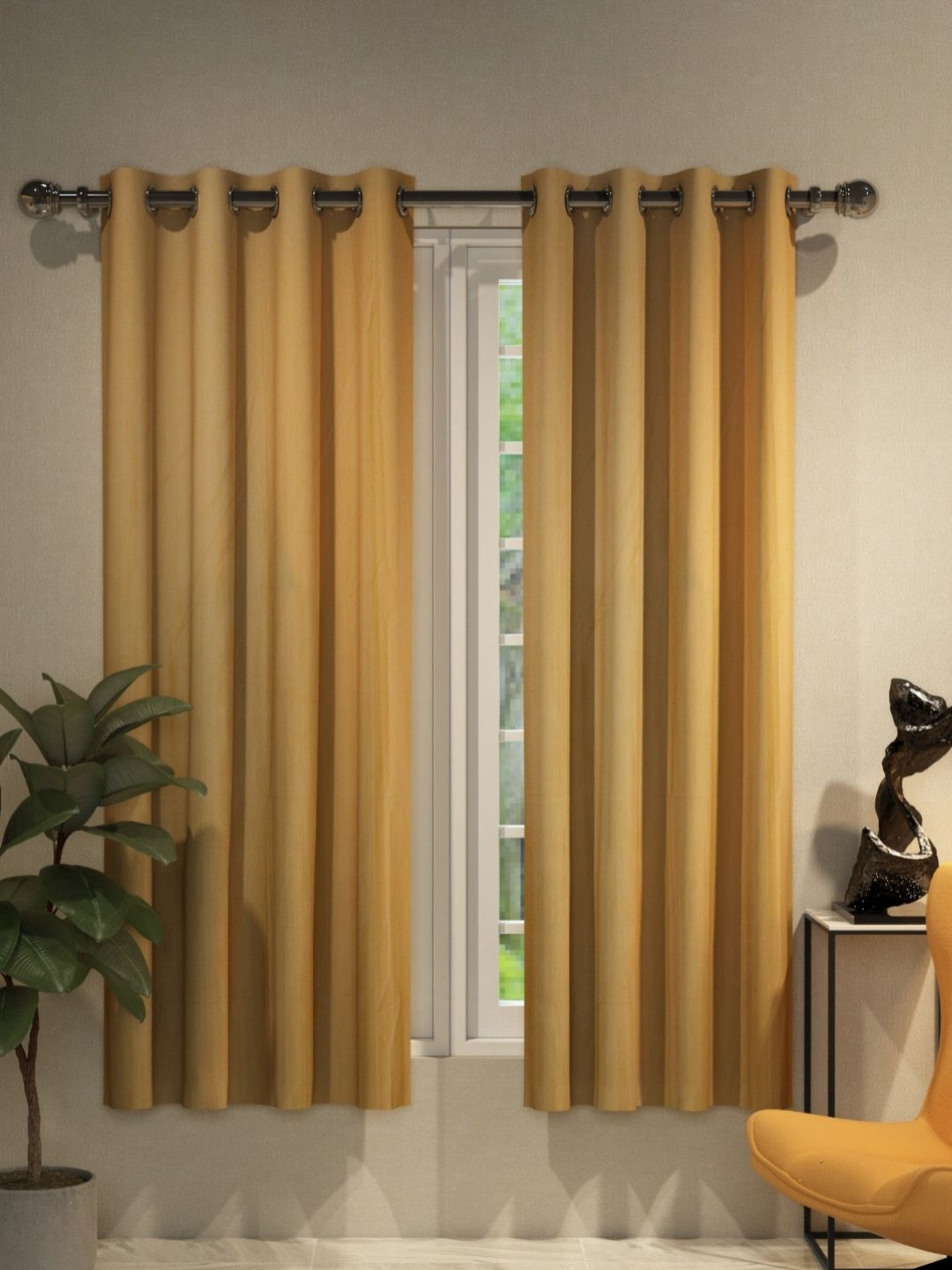 

Aura Beige 2 Pieces Window Curtains