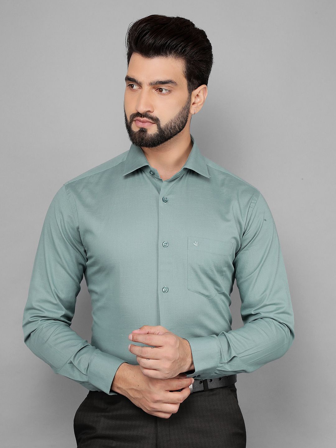 

COBB Men Opaque Formal Shirt, Green