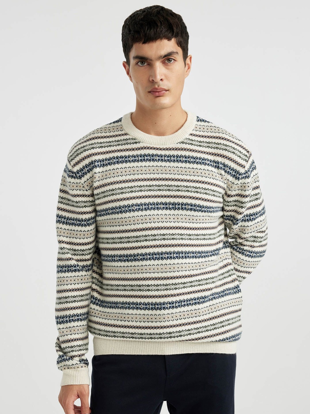 

DeFacto Men Striped Pullover, Cream