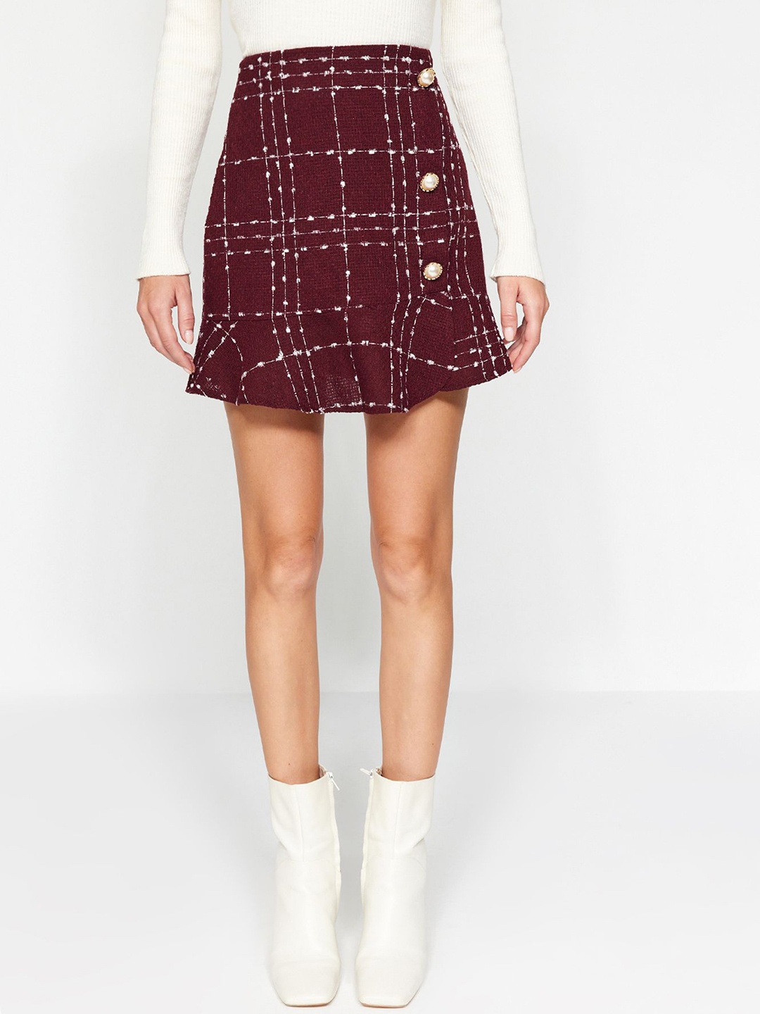 

Trendyol Women A-Line Mini Skirts, Burgundy