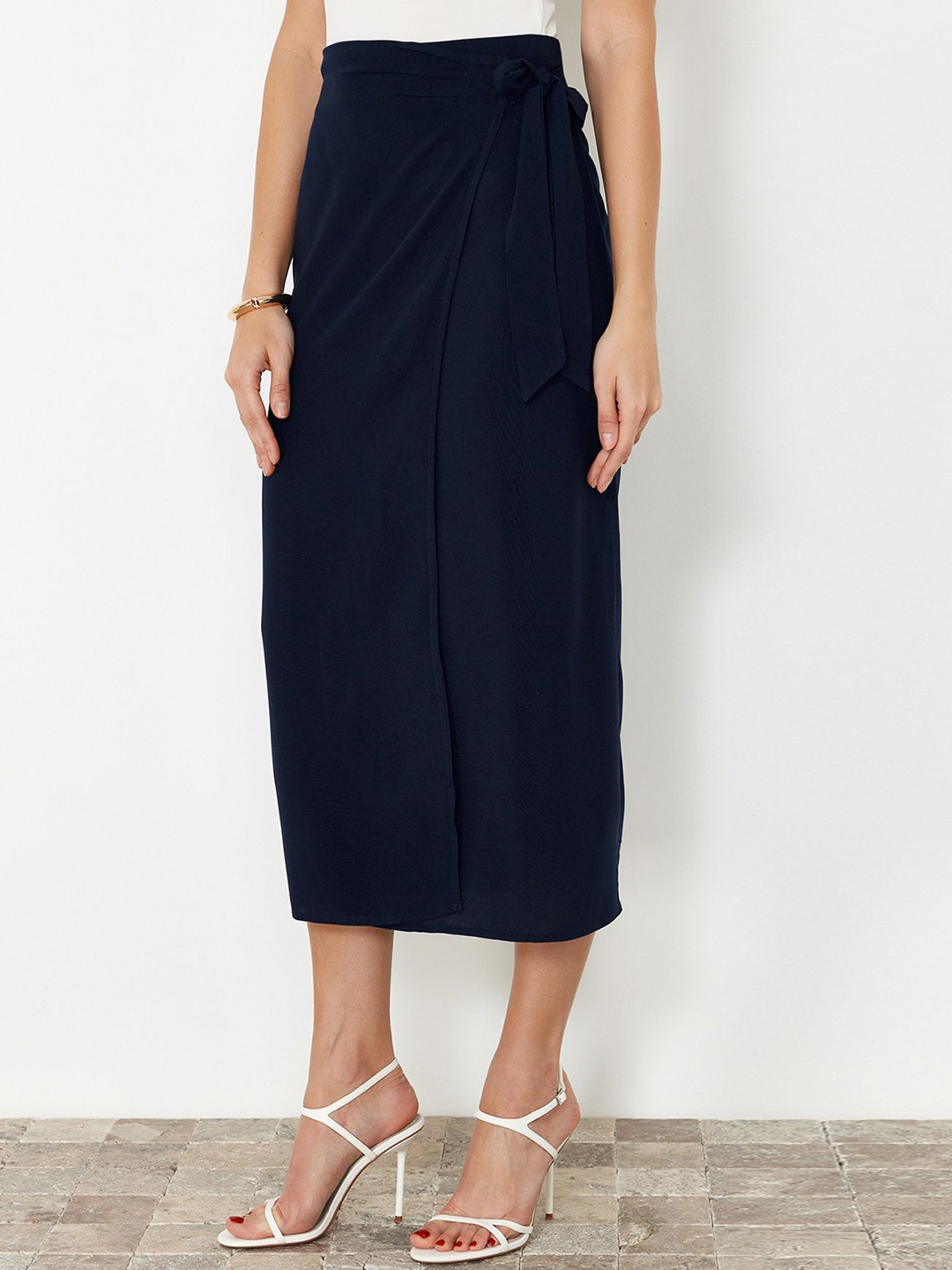 

Trendyol Straight Midi Wrap Skirt, Navy blue