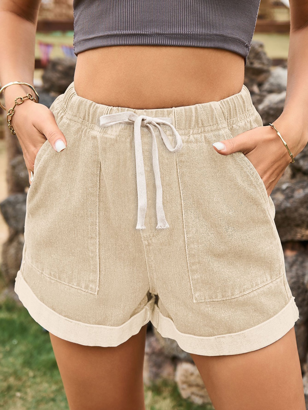 

StyleCast Women Denim Shorts, Khaki