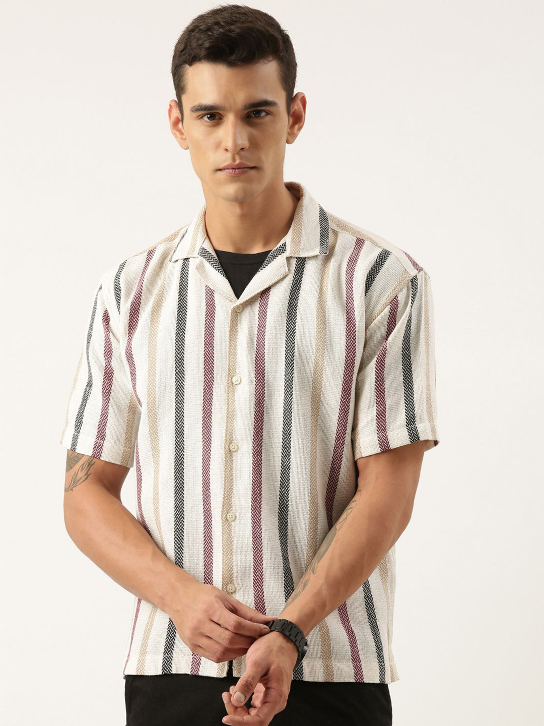 

ROLLER FASHIONS Men Opaque Striped Casual Shirt, Multi