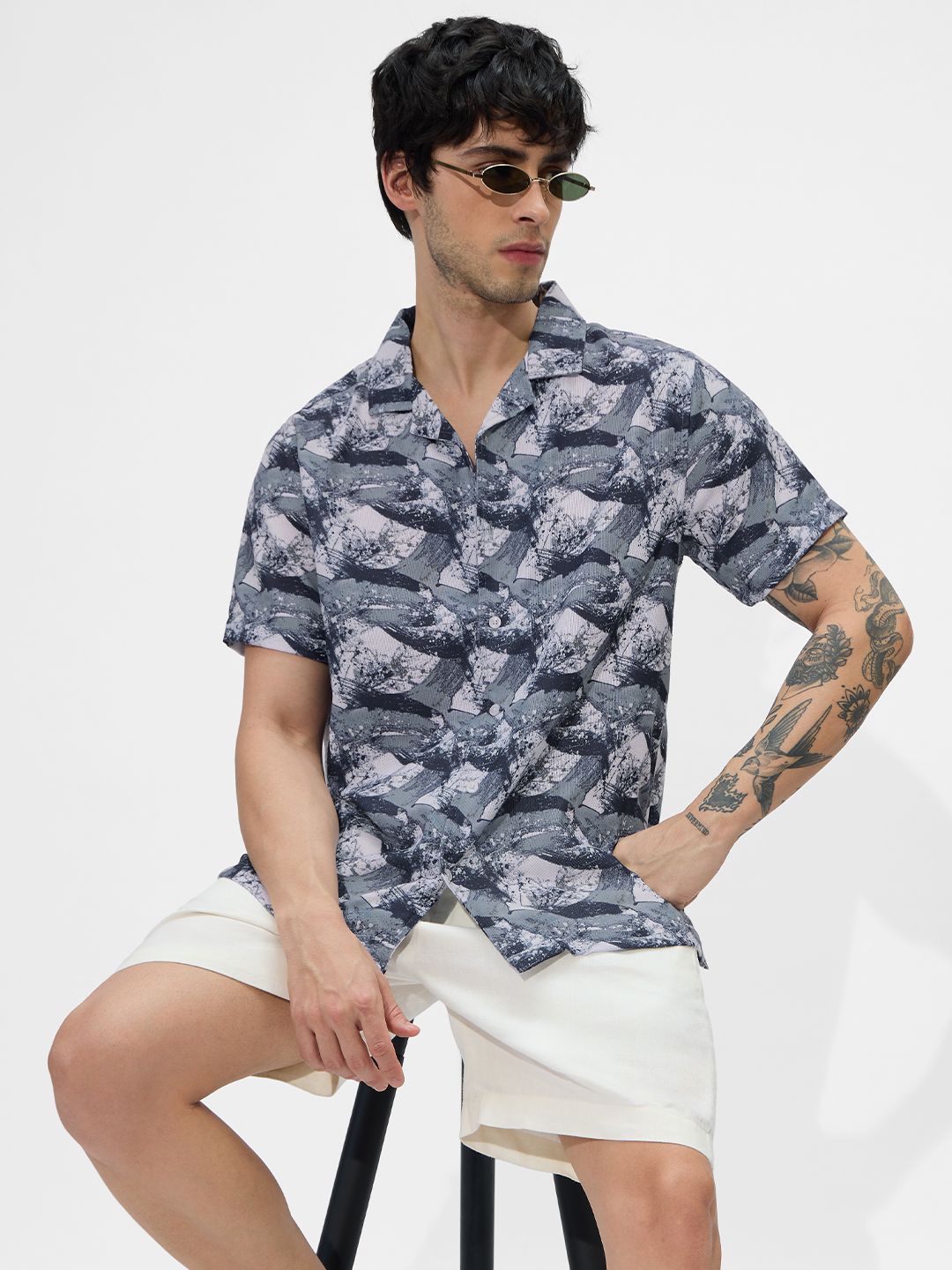 

The Souled Store Men Opaque Printed Casual Shirt, Grey