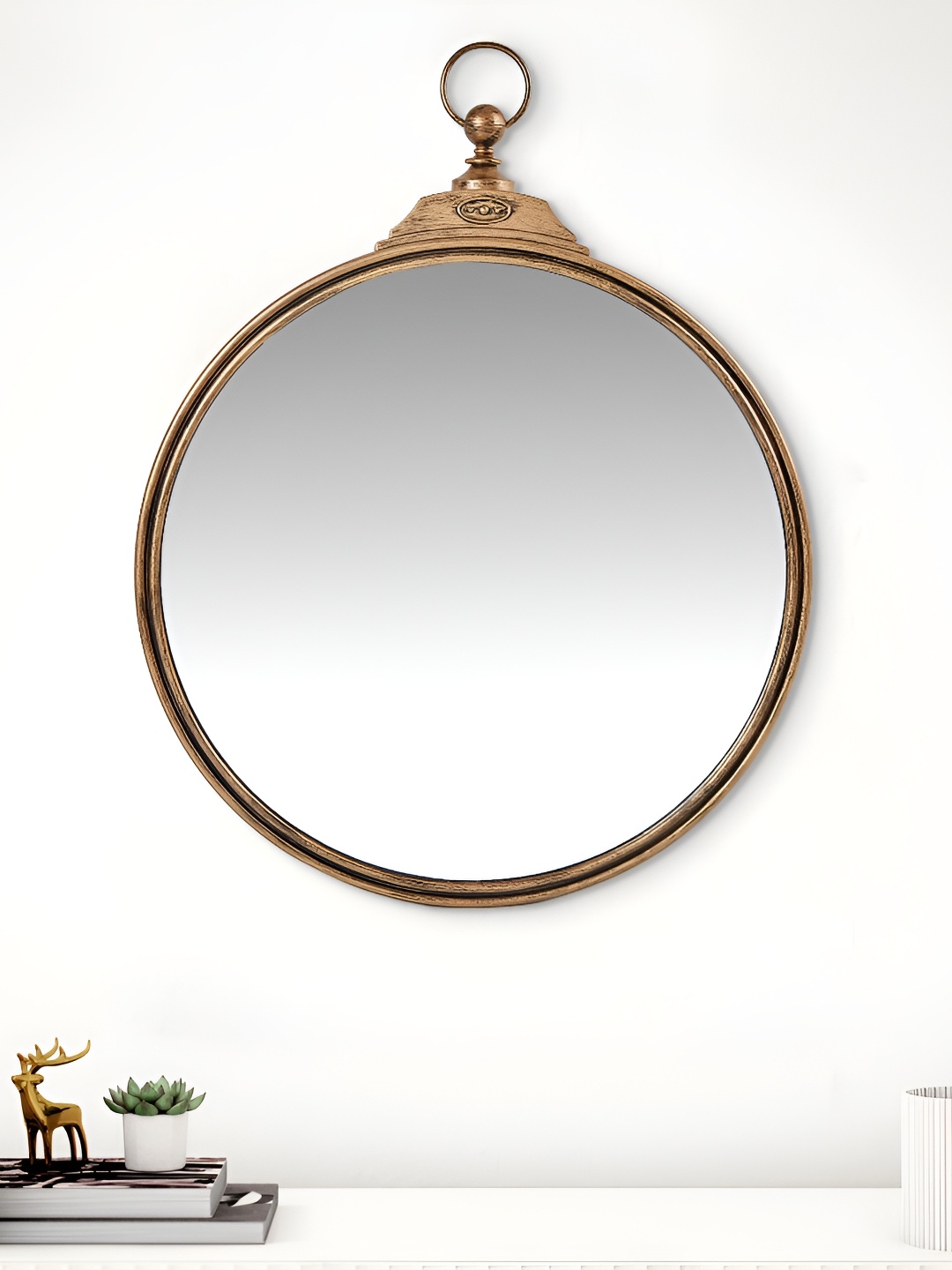 

Home Centre Corsica Reflection Gold Toned Glass Round Wall Mirror