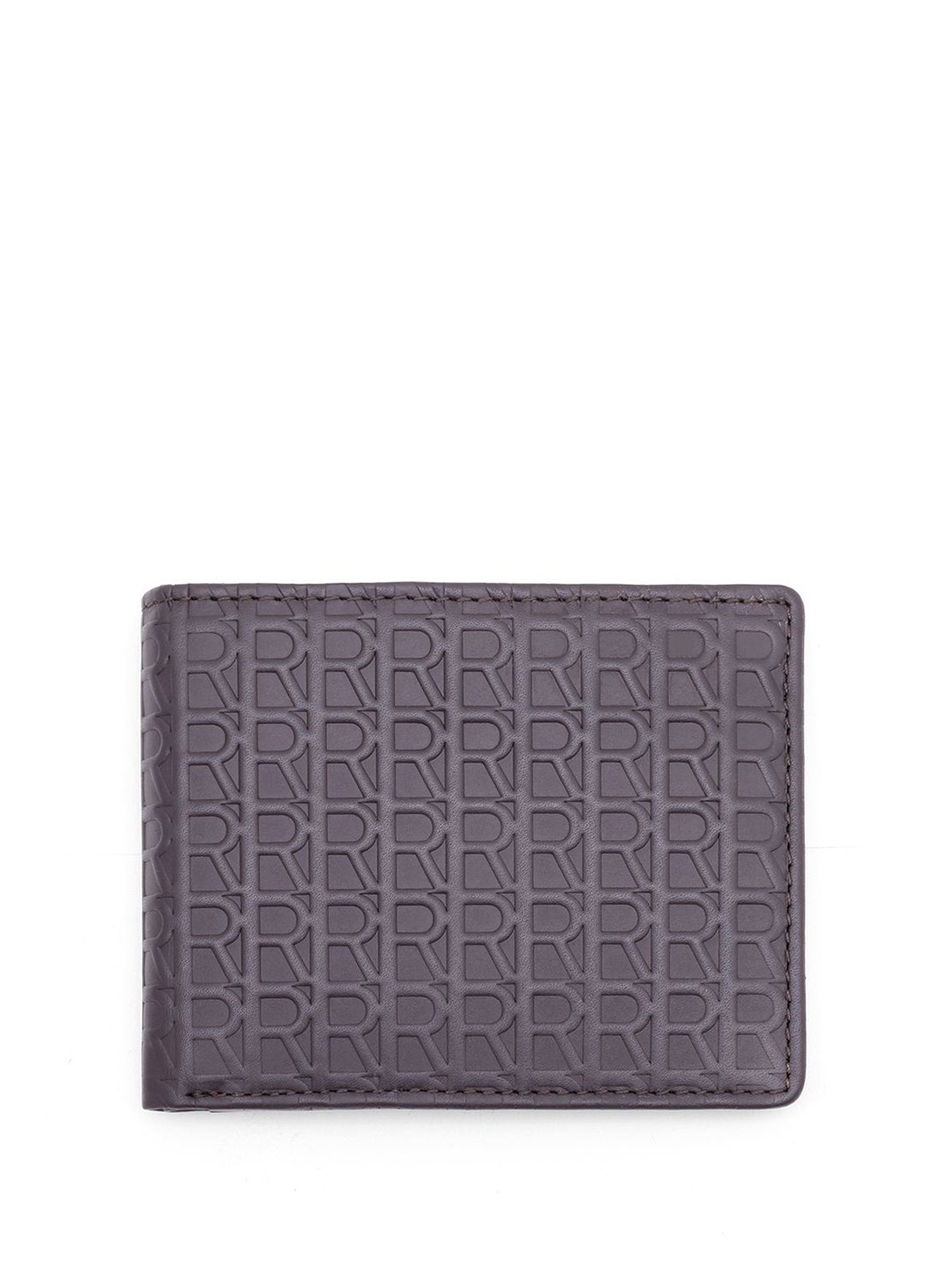 

RARE RABBIT Men Typography Textured Leather Two Fold Wallet, Brown