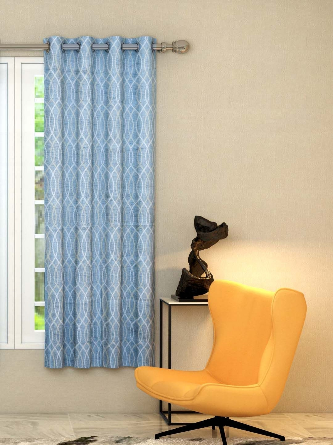 

Aura Athom Living Dream Blue & White Spiral Patten Window Curtain