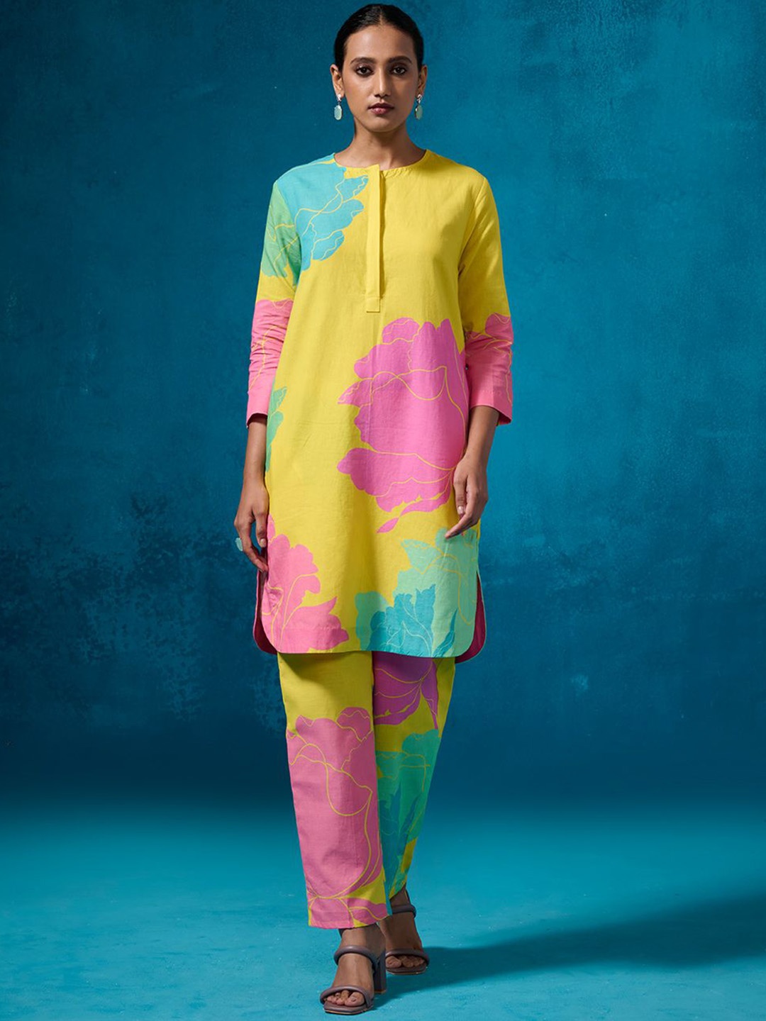 

Dressfolk Floral Printed Tunic & Trousers, Yellow