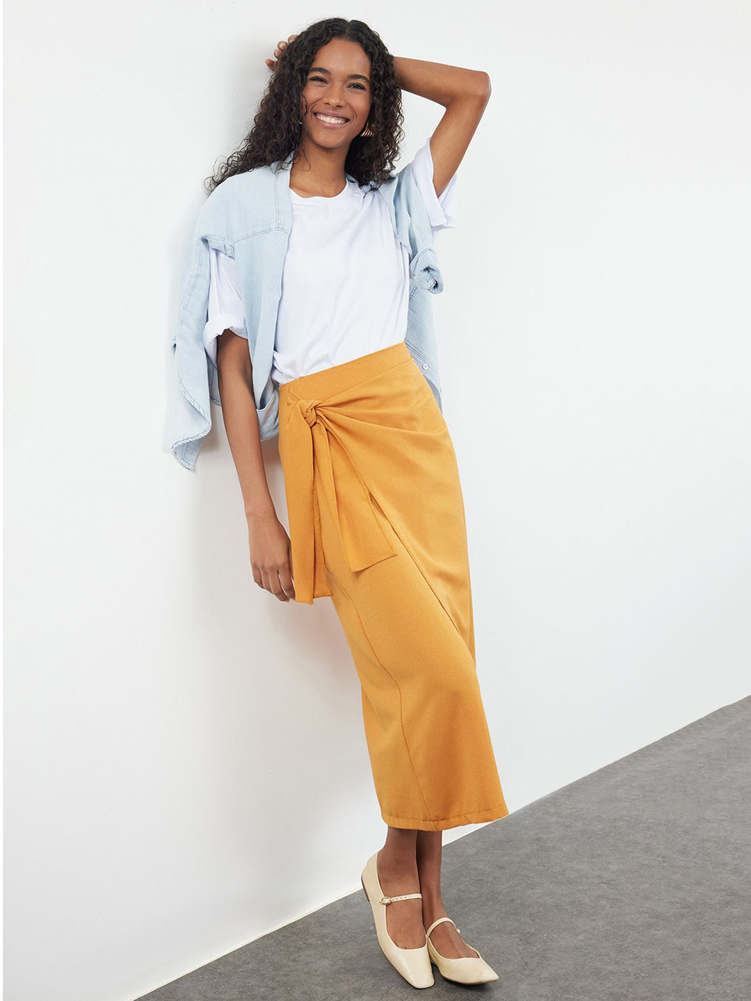 

Trendyol Women A-Line Maxi Skirt, Yellow