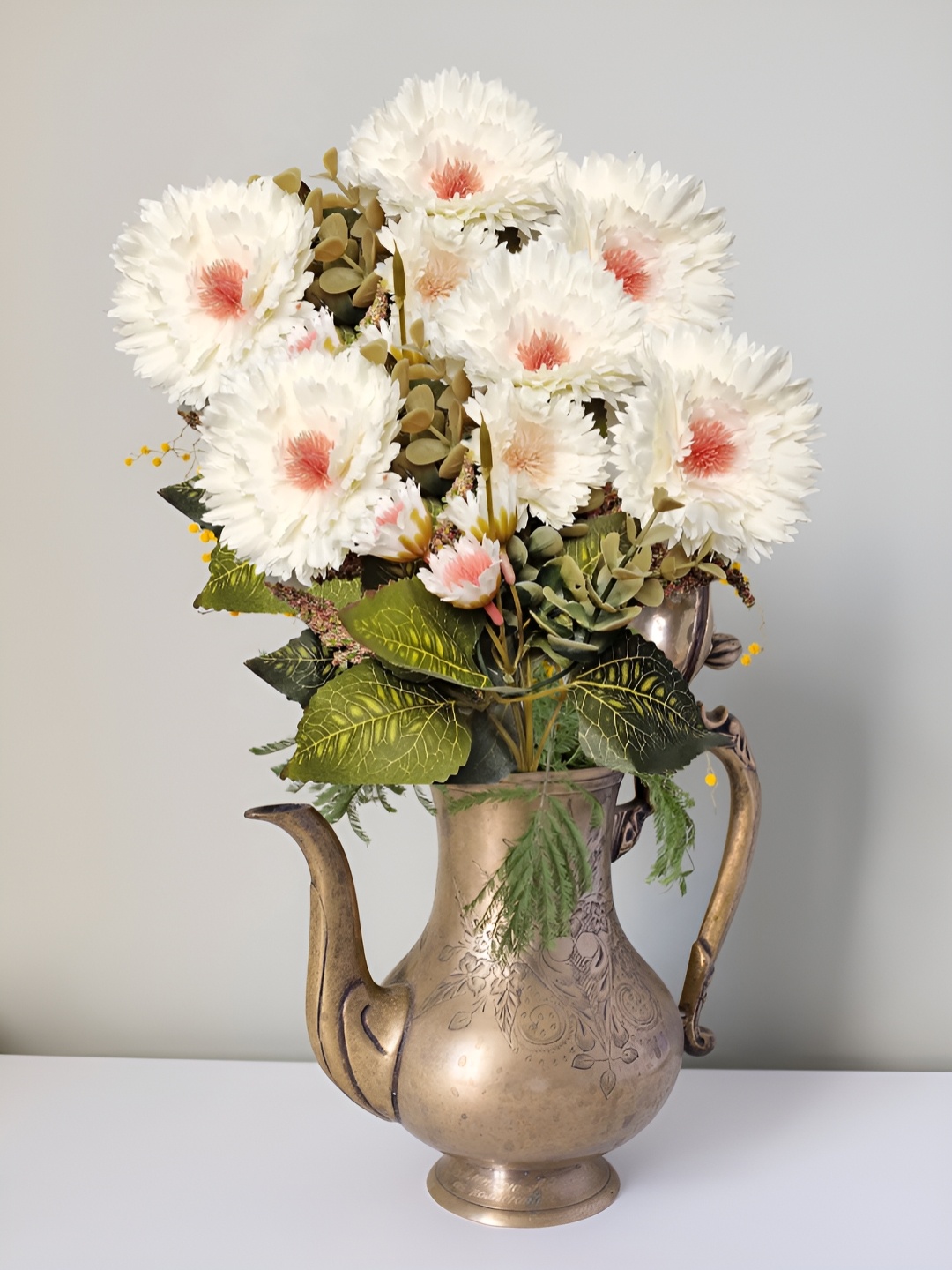 

ARTSY White and Green 2 Pieces Gerbera Artificial Flower