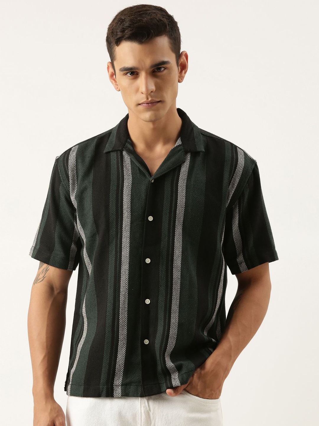 

ROLLER FASHIONS Men Opaque Striped Casual Shirt, Multi